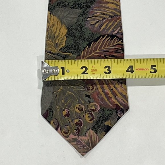 Generra Vintage Fall Leaf Berry Bright Retro Design Rayon Tie - Picture 10 of 10